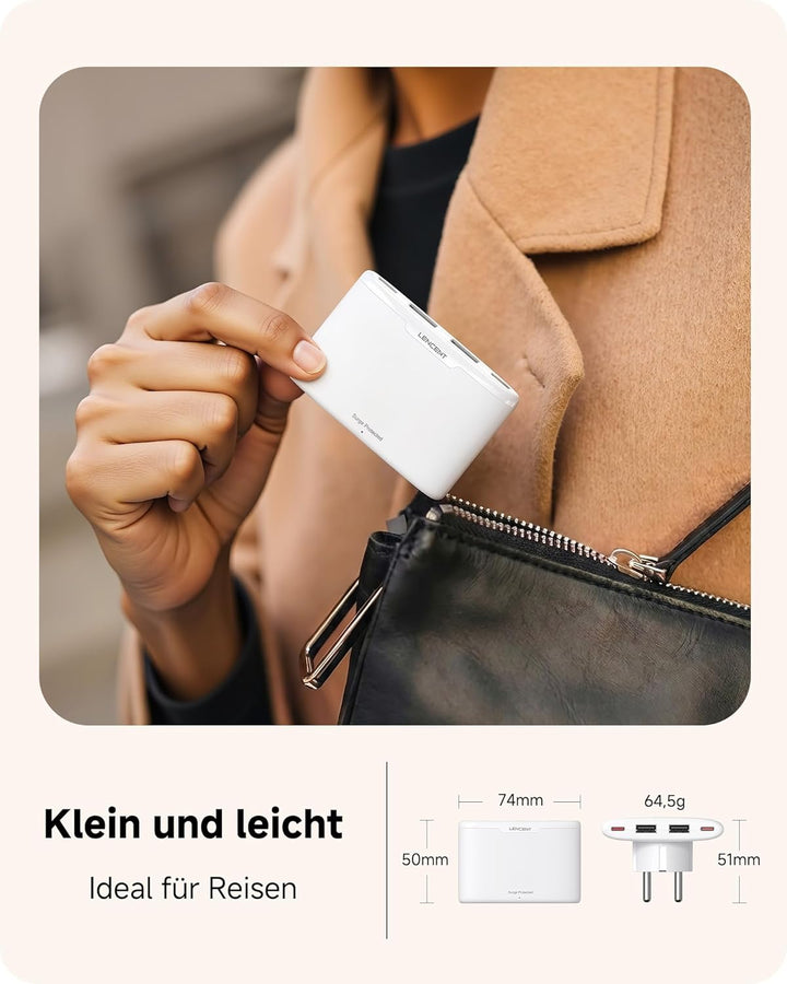 LENCENT Flaches USB C Ladegerät Slim Wandladegerät Netzteil 4-Port Charger dünner Ladestecker Mehrfa