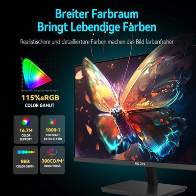 ARZOPA Gaming Monitor 27 Zoll 180Hz - 2K QHD 2560x1440 Monitor PC Bildschirm 115% sRGB 1ms IPS FreeS