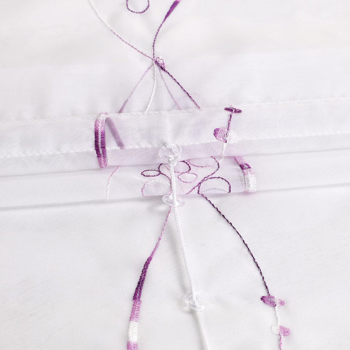 ESLIR Raffrollo mit Schlaufen Gardinen Küche Modern Raffgardinen Transparent Schlaufenrollo Bestickt