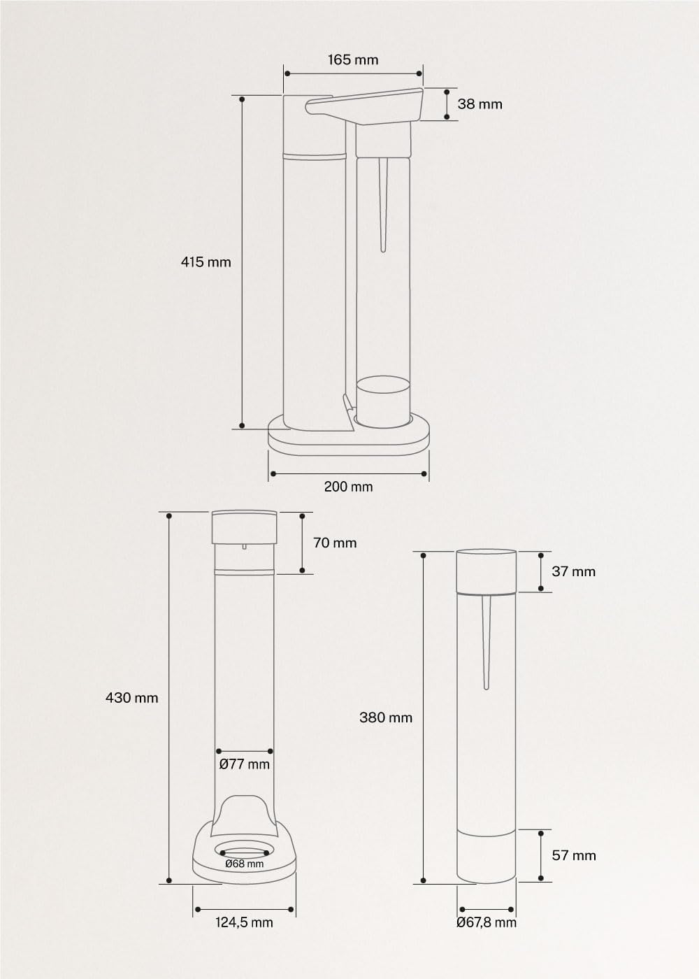 CREATE/SODA MAKER STUDIO/Wassersprudler 1L Sand/Keine CO2-Flaschen enthalten, kohlensäurehaltig in 4