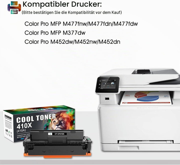 Cool Toner Kompatibel Tonerkartusche als Ersatz für HP 410A 410X CF410X M477fdw Toner Color Laserjet