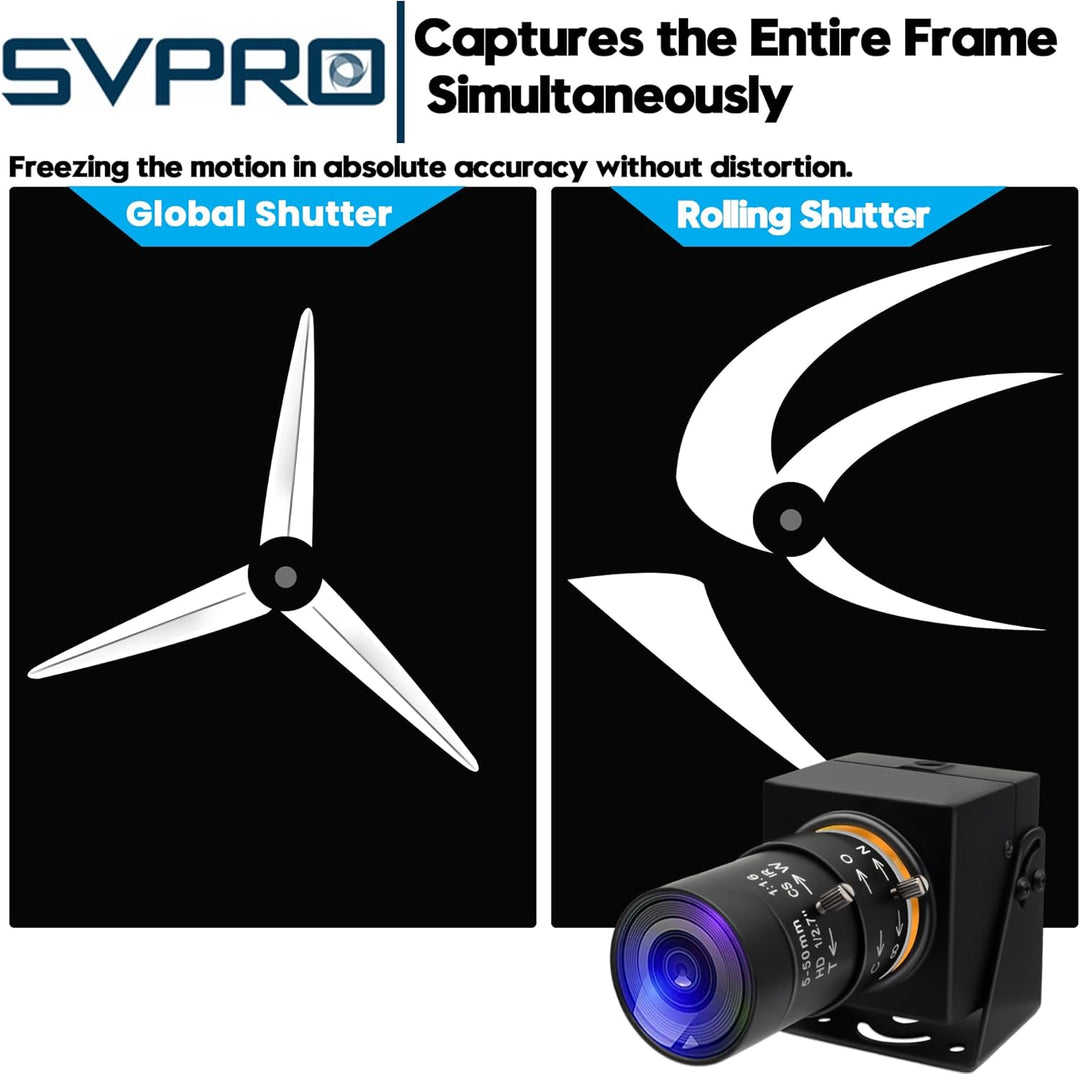 Svpro 2MP Global Shutter USB Kamera 90FPS Hochgeschwindigkeitskamera mit 5-50mm Zoomobjektiv, manuel