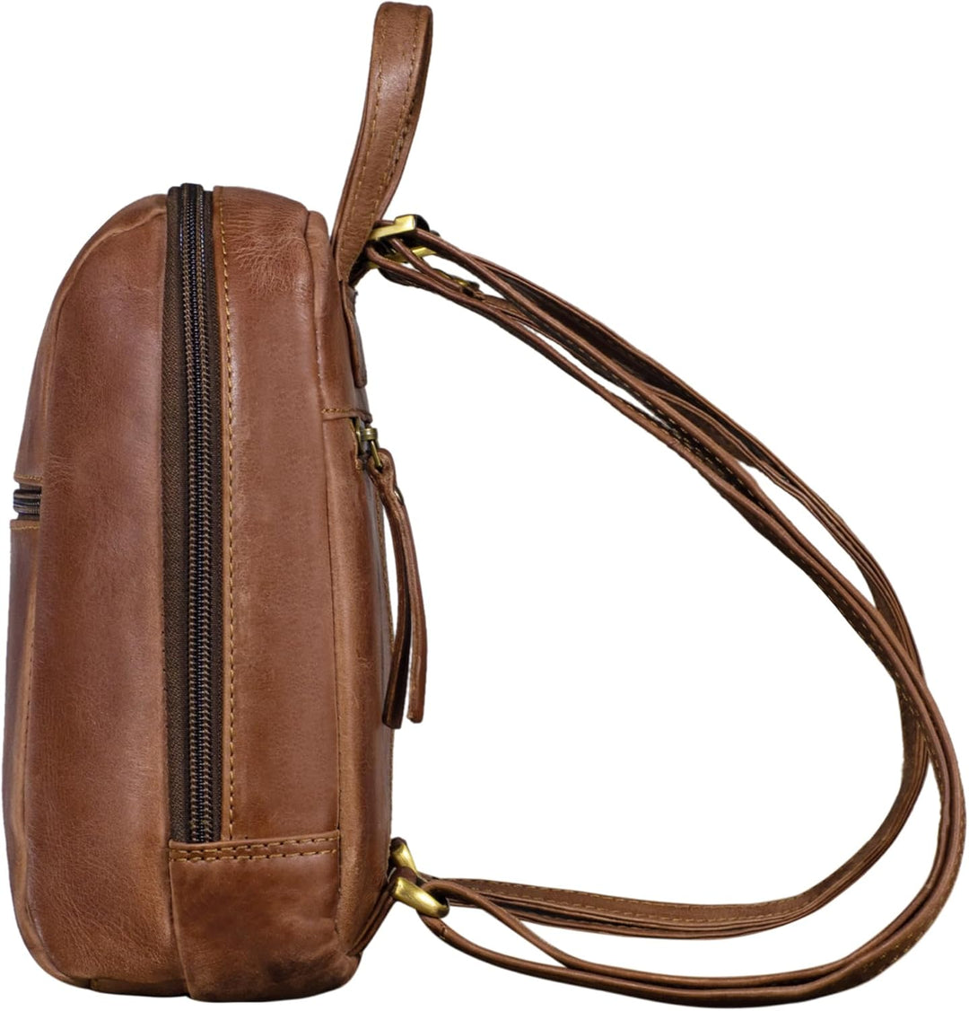 STILORD 'Lia' Mini Rucksack Damen Leder Kleiner Daypack Lederrucksack Vintage Rucksackhandtasche für