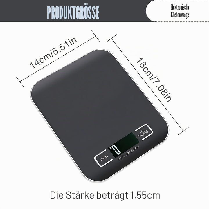 Küchenwaage Digital, 10kg/1g Waage Küchenwaage, USB Wiederaufladbare Digital Küchenwage mit Led Disp