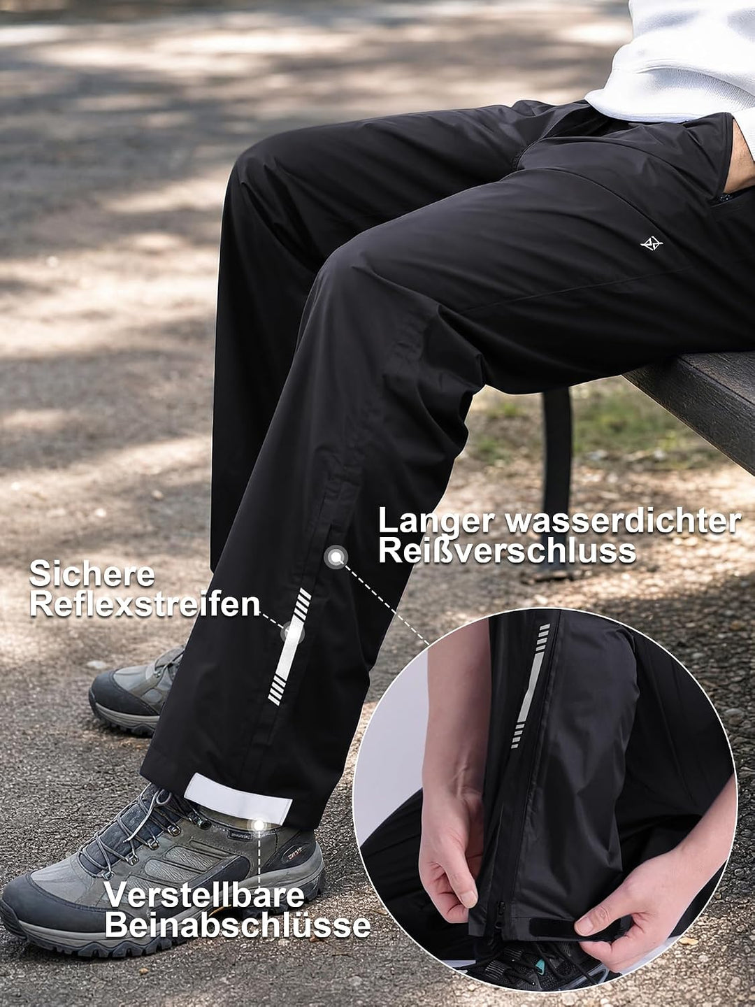 YuKaiChen Herren Regenhose wasserdichte leichte Überziehhose mit Packsack | Winddicht, Atmungsaktiv,