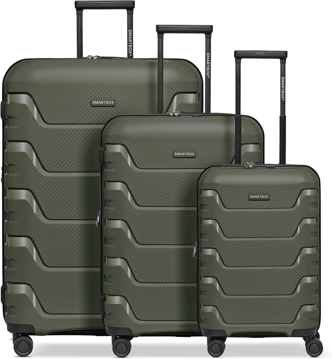 SMARTBOX Hartschalen Koffer-Set 3-teilig | mit Dehnfalte erweiterbar um 3 cm | aus hochwertigem, lei