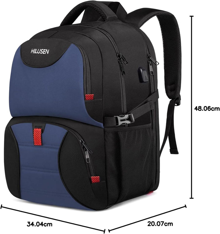 HILUSEN Gross Rucksack Herren 50L,Arbeit Rucksack Laptop Rucksack Herren 17.3 Zoll Schulrucksack mit