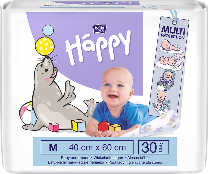 bella baby Happy Wickelunterlagen 40x60 cm ideal für unterwegs im 2er Pack (2x30 Stück) 30 Stück (2e
