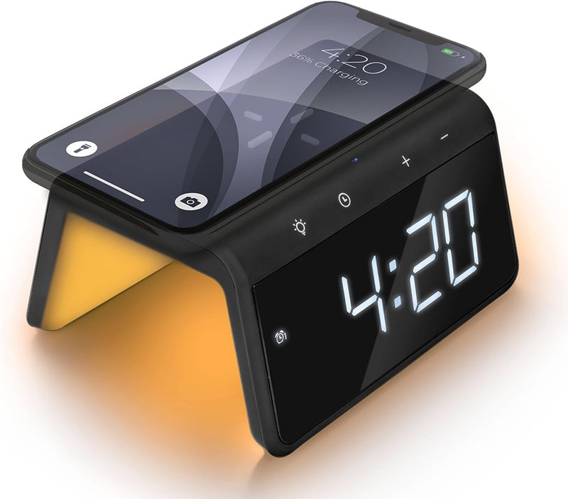 Caliber Wecker mit Ladestation - Wecker Digital mit Wake Up Light - Wecker mit Licht - Dimmbarer LED