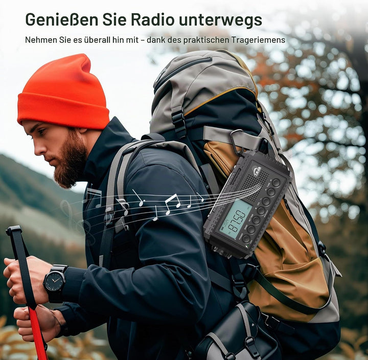 AM/FM/SW Baustellenradio, Kurbelradio mit Weltempfänger, Notfallradio Typ C Anschluss, Powerbank/SOS