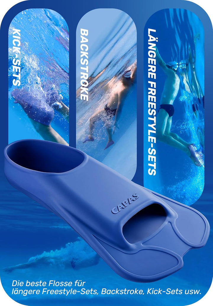 CAPAS Kurze Trainingsflossen für Schwimmen | Komfortable Silikon Schwimmflossen | Kurzflossen | Tauc