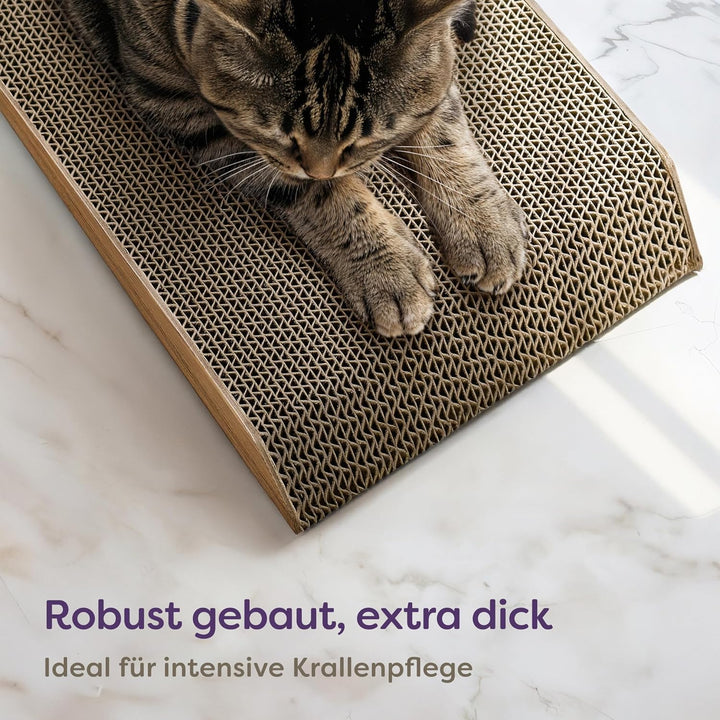 Kratzmöbel Kratzbrett Katze 3-teilig XXL 75cm – Besonders Kratzfeste Kratzpappe zur Krallenpflege –