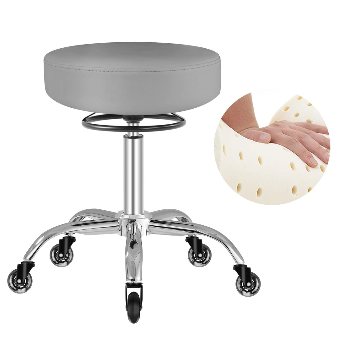Rollhocker höhenverstellbar mit Rollen - 50-62cm，bis 180 kg belastbare Arbeitshocker，360° Drehhocker
