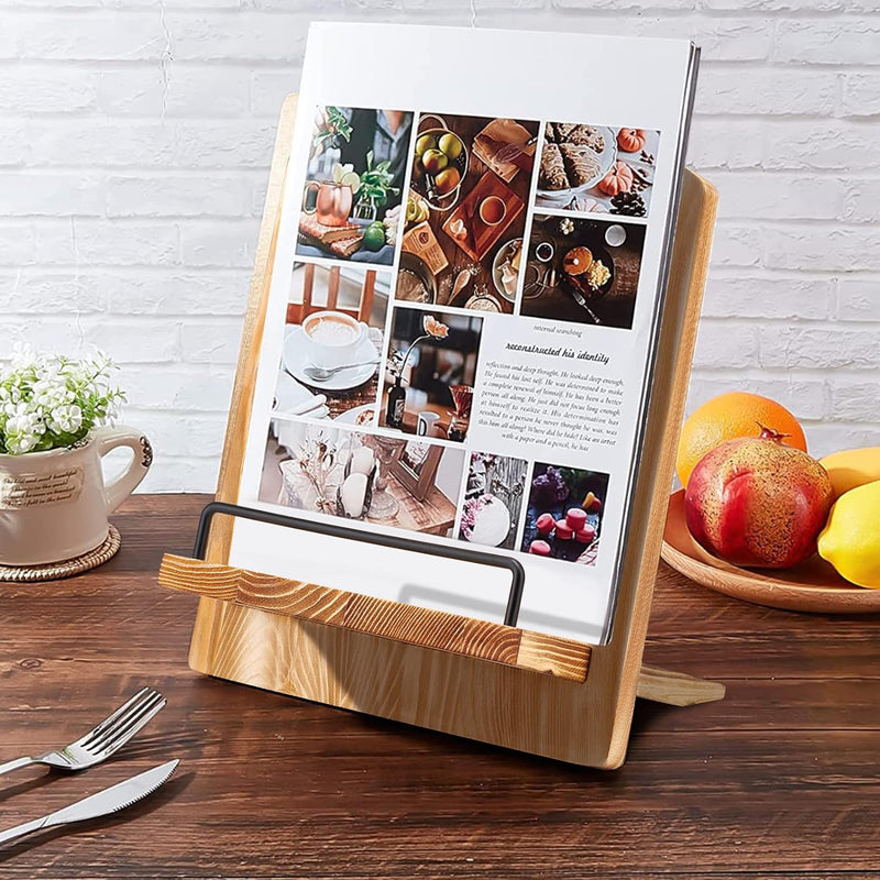 INFUNLY Buchständer zum Lesen Kochbuchhalter für Arbeitsplatte verstellbar Tablet-Ständer ausziehbar