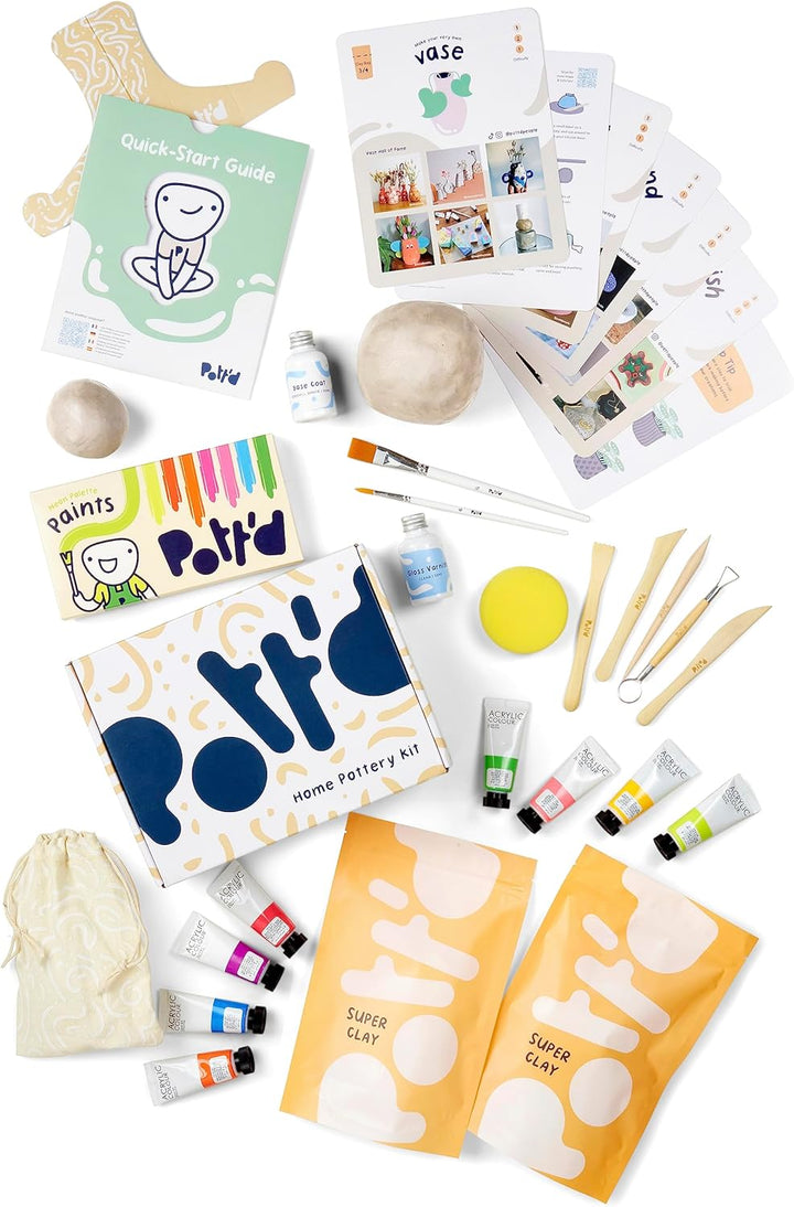 Pott'd Ton Töpferset fur Zuhause fur Anfanger - Lufttrocknend. DIY Set für Erwachsene. Enthält: Luft