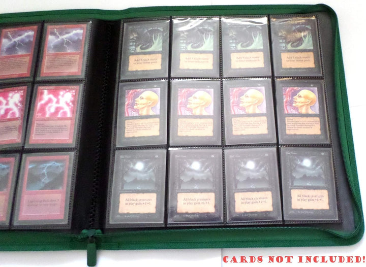 docsmagic.de Premium Pro-Player 12-Pocket Playset Zip-Album Dark Green - 480 Card Binder - MTG - PKM