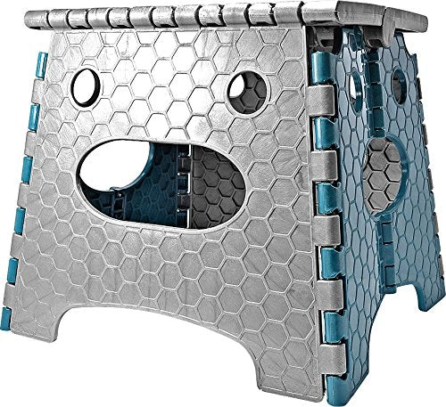 STARK Hocker/Klapphocker/Tritthocker mit Griff, zusammenklappbar, bis 100 kg, Höhe 26,8 cm in grau-