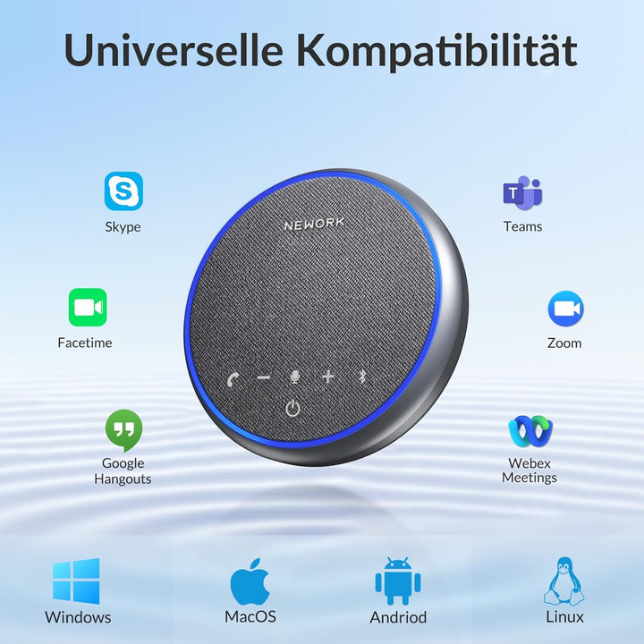 Bluetooth-Freisprecheinrichtung für Konferenzen, 3 AI-Mikrofone mit Geräuschunterdrückung, 12-Stunde