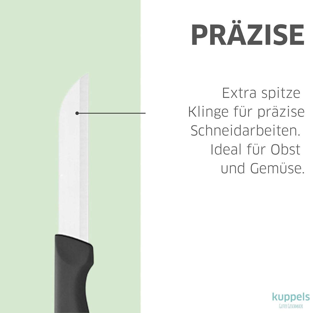 Kuppels Küchenmesser-Set 9-tlg. schwarz, scharfe Klingen aus 420HC-Stahl | Gemüsemesser, Schälmesser