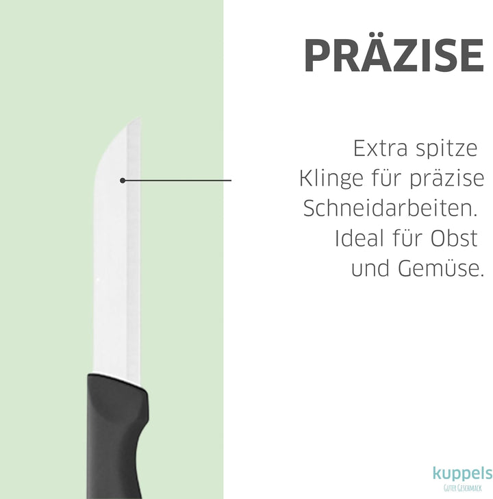 Kuppels Küchenmesser-Set 9-tlg. schwarz, scharfe Klingen aus 420HC-Stahl | Gemüsemesser, Schälmesser