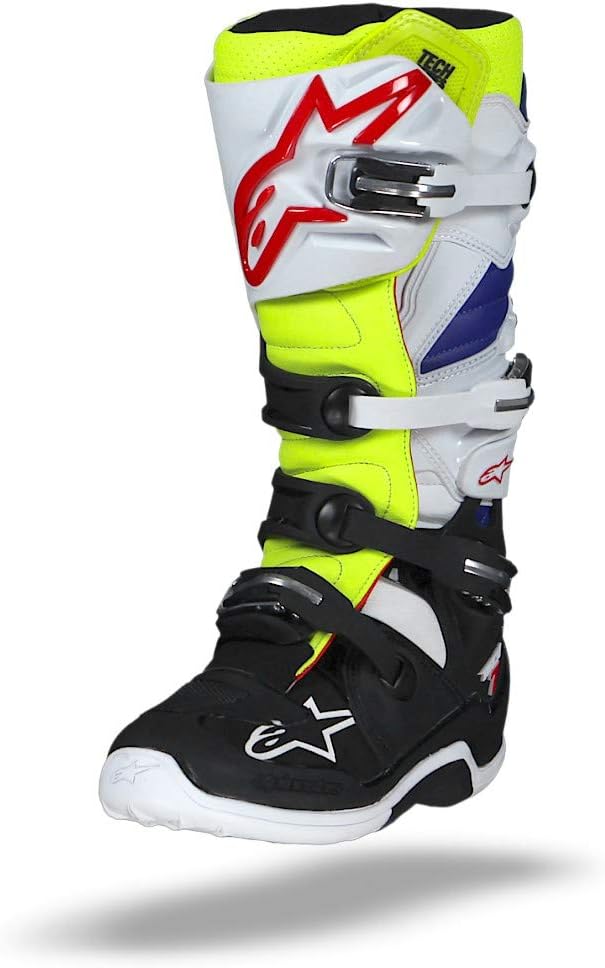 Alpinestars Herren Tech 7 Stiefel White Yellow Blue 51 EU, White Yellow Blue 51 EU