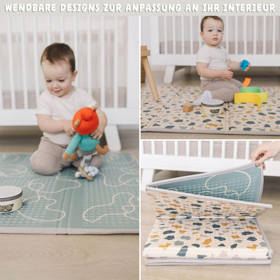Bubba Bear Babymatte Kindermatte Baby Spielmatte 180x200x1cm, Wendefähige und ungiftige Dicke Faltba