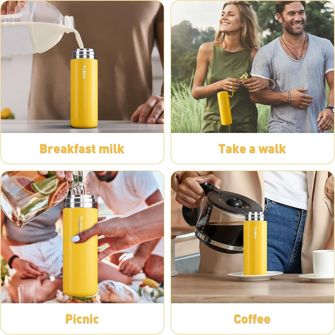 Trinkflasche klein 200ml – Mini-Thermosflasche mit Silikon-Griff, 100% Auslaufsicher, kleine Trinkfl
