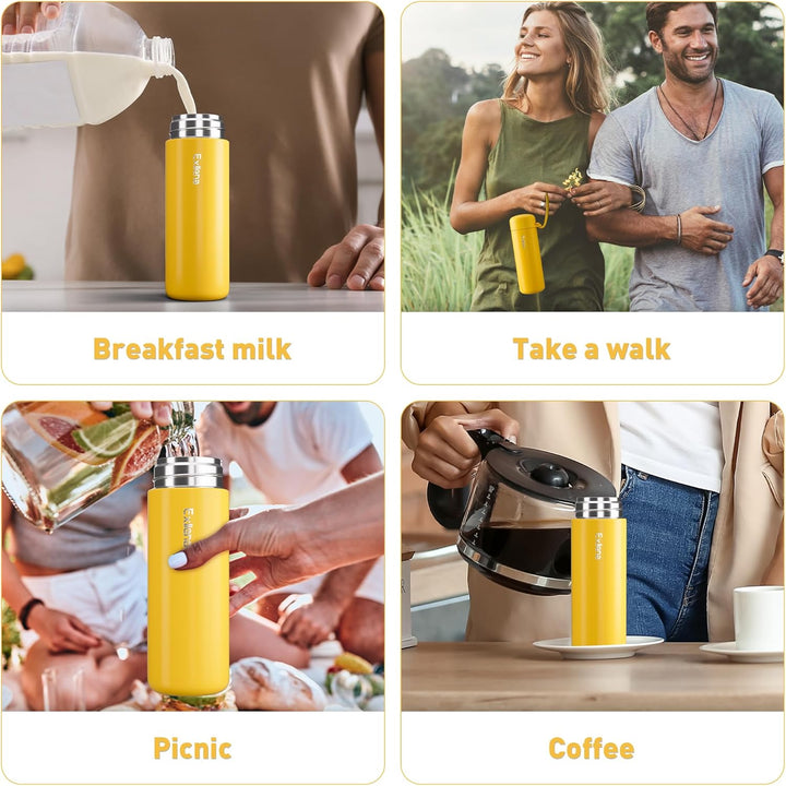 Trinkflasche klein 200ml – Mini-Thermosflasche mit Silikon-Griff, 100% Auslaufsicher, kleine Trinkfl