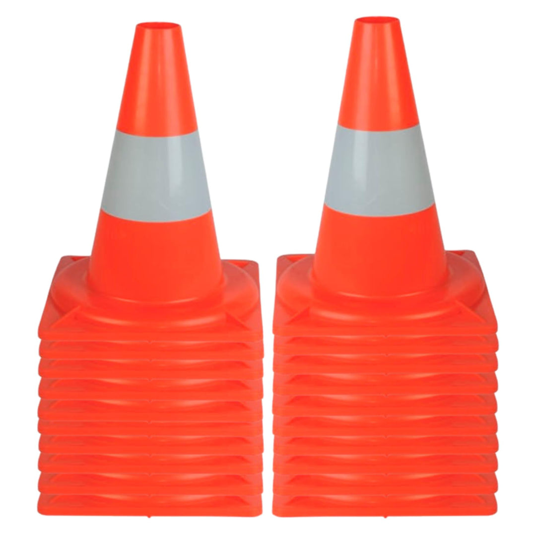20 Stück Verkehrskegel Reflektierend orangefarbener - Warnkegel HDPE - 33 cm hoch