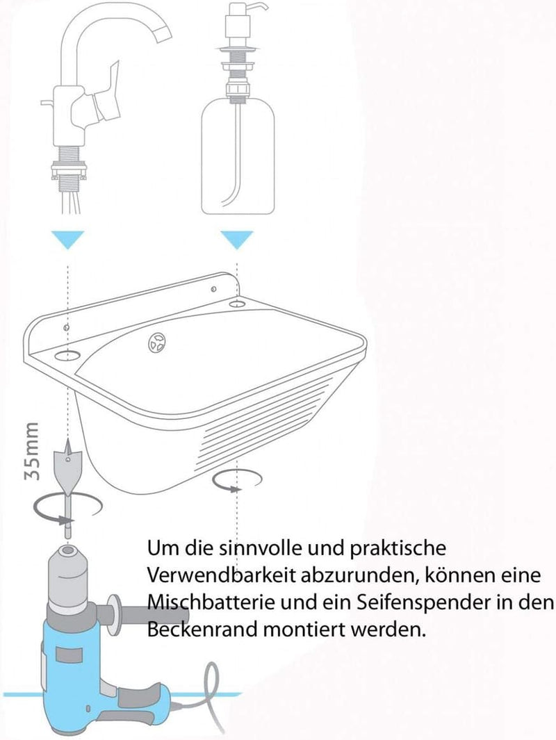 Ausgussbecken 15l Waschbecken Kunststoffbecken Spüle Wandbecken Werkstattbecken