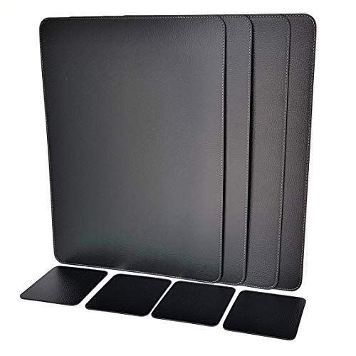 Nikalaz Grosse Platzsets und Untersetzer (4er Set) aus recyceltem Leder, 4 Stück platzsets und 4 und