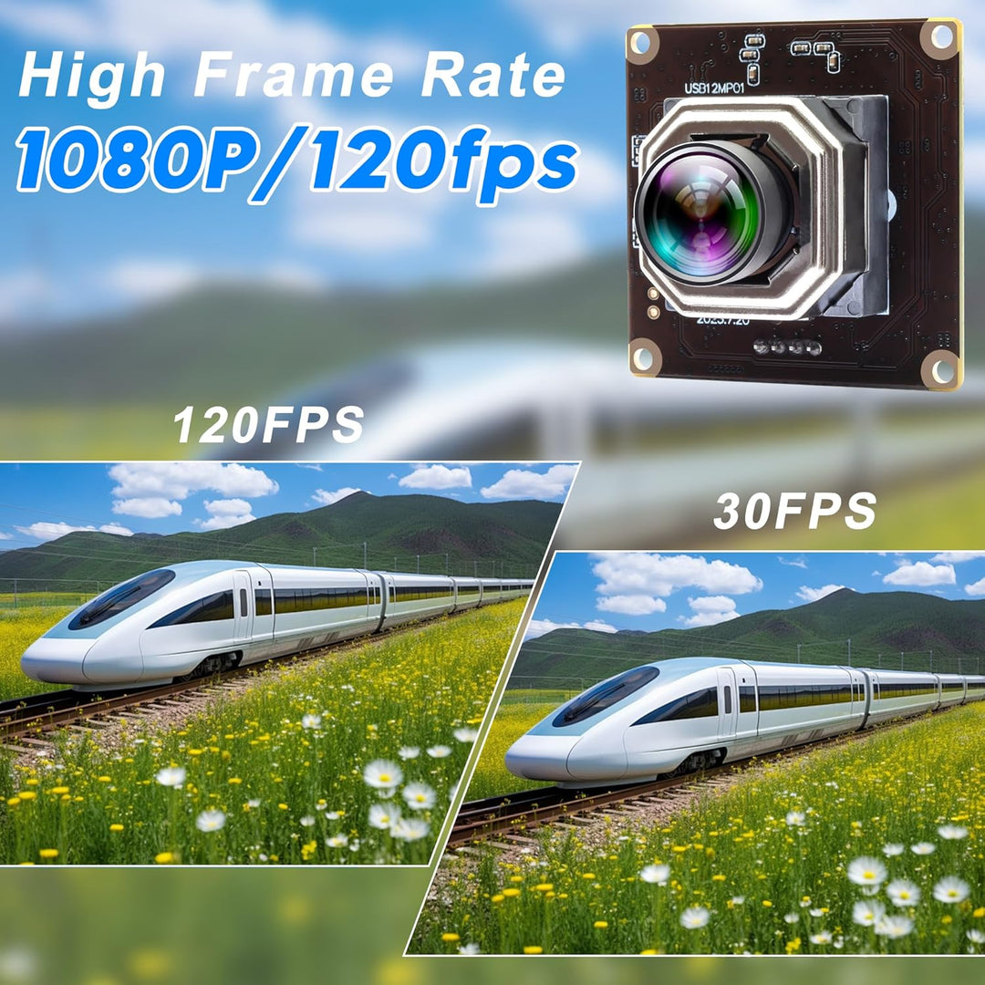 ELP USB Kameramodul 4K Autofokuskamera 1080P@120fps Hochgeschwindigkeitskamera 12MP Weitwinkel Keine