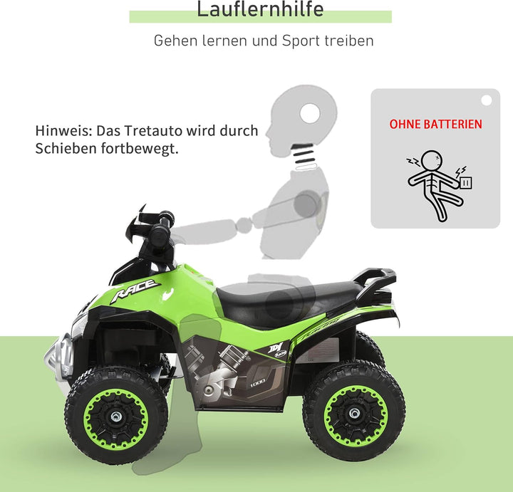 HOMCOM Rutschauto Rutschfahrzeug Kinderfahrzeug für 18-36 Monate Kinder Grün, grün