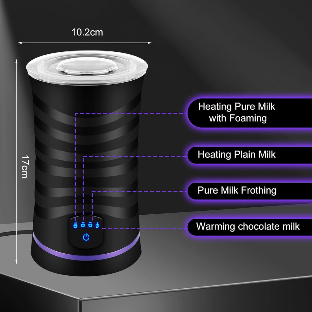 Milchaufschäumer Elektrisch, 4-in-1 Milchschäumer Elektrisch für Heisser und Kalter Milchschaum, Ele