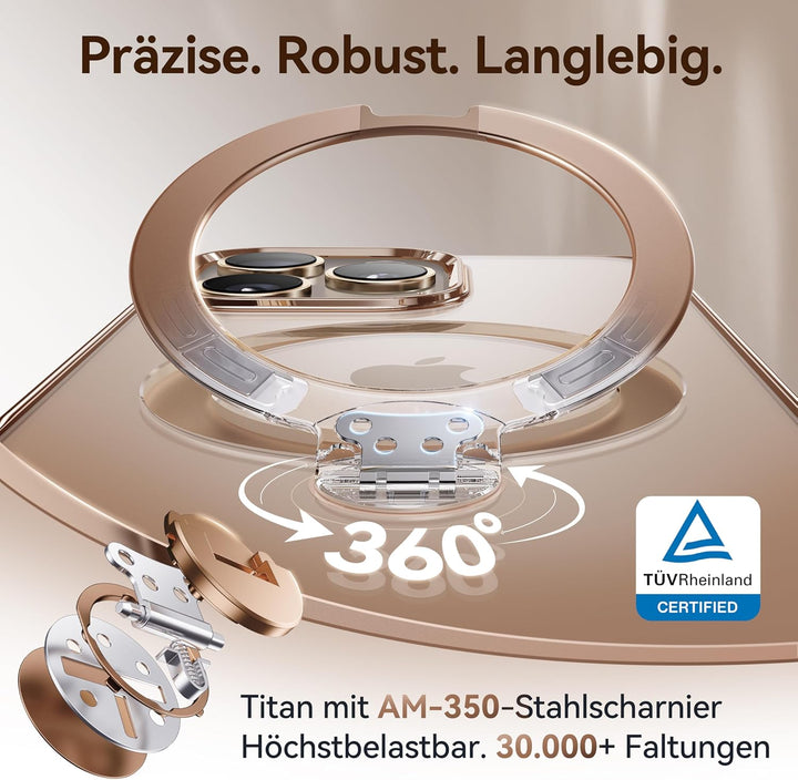 CASEKOO Titan Wüstensand Original für iPhone 16 Pro Hülle mit MagSafe [360° Drehständer] [Kratzfest