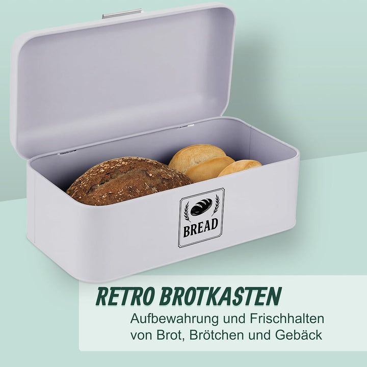 Relaxdays Brotkasten, Brotbox mit Deckel &amp; Griff, HBT: 16,5x30x19 cm, Brot aufbewahren, Brotkiste Re