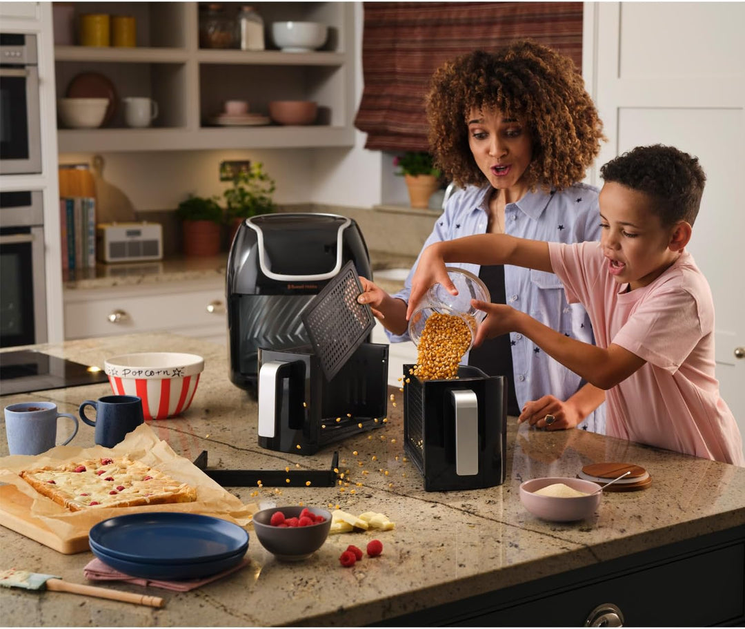 Russell Hobbs Heissluftfritteuse Doppelkammer [2 Fächer: 4,25l oder ein Korb 8,5l ] AirFryer SatisFr