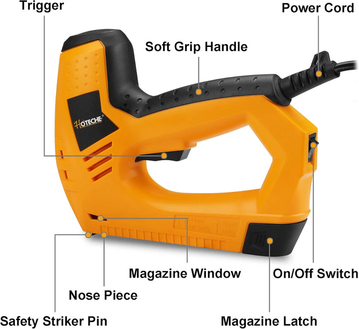 Hoteche Elektrotacker 220V 45W - Elektrischer Nagler mit 30/min Schlagfrequenz - Inkl. 400pcs 10mm U