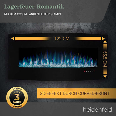 Heidenfeld Elektrokamin HF-WK400 - 𝟯 𝐉𝐀𝐇𝐑𝐄 𝐆𝐀𝐑𝐀𝐍𝐓𝐈𝐄 - 1500 Watt - LED Kamin mit 10 Farben - Fernbedi