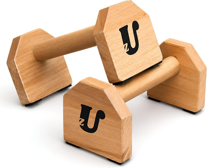 Uzman Parallettes Holz Liegestützgriffe Push Up Bars Calisthenics | Massivholz, rutschfeste Gummifüs