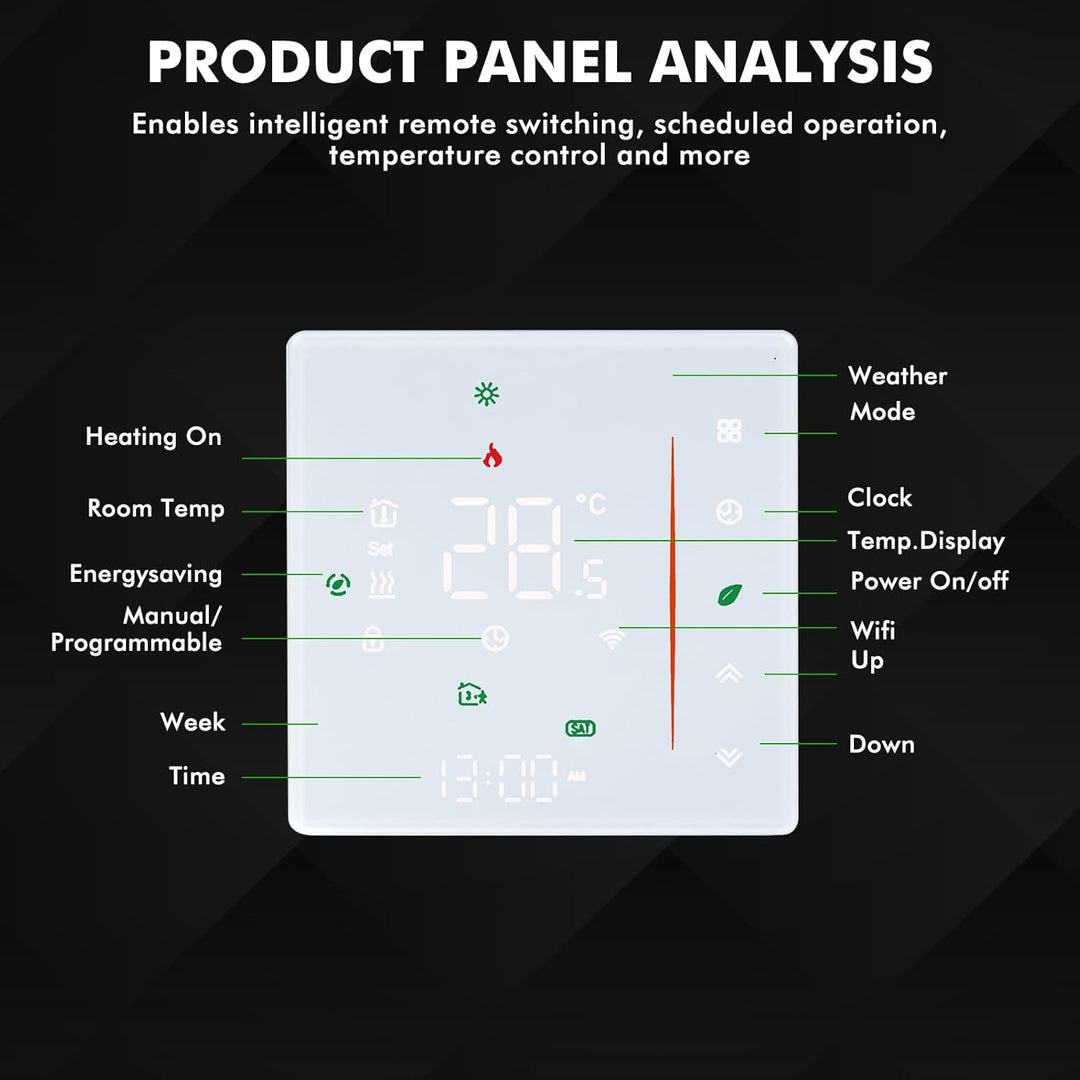 Thermostat Fussbodenheizung, 5A 230V WiFi Smart Thermostat Fussbodenheizung Raumthermostat Smart Rau