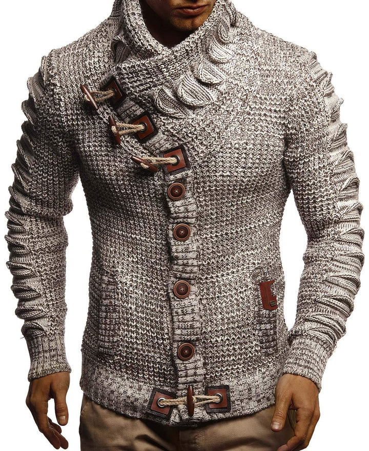 Leif Nelson Herren Strickjacke mit Knöpfen in Regular Fit, Männer Cardigan in Langarm Design, ideal
