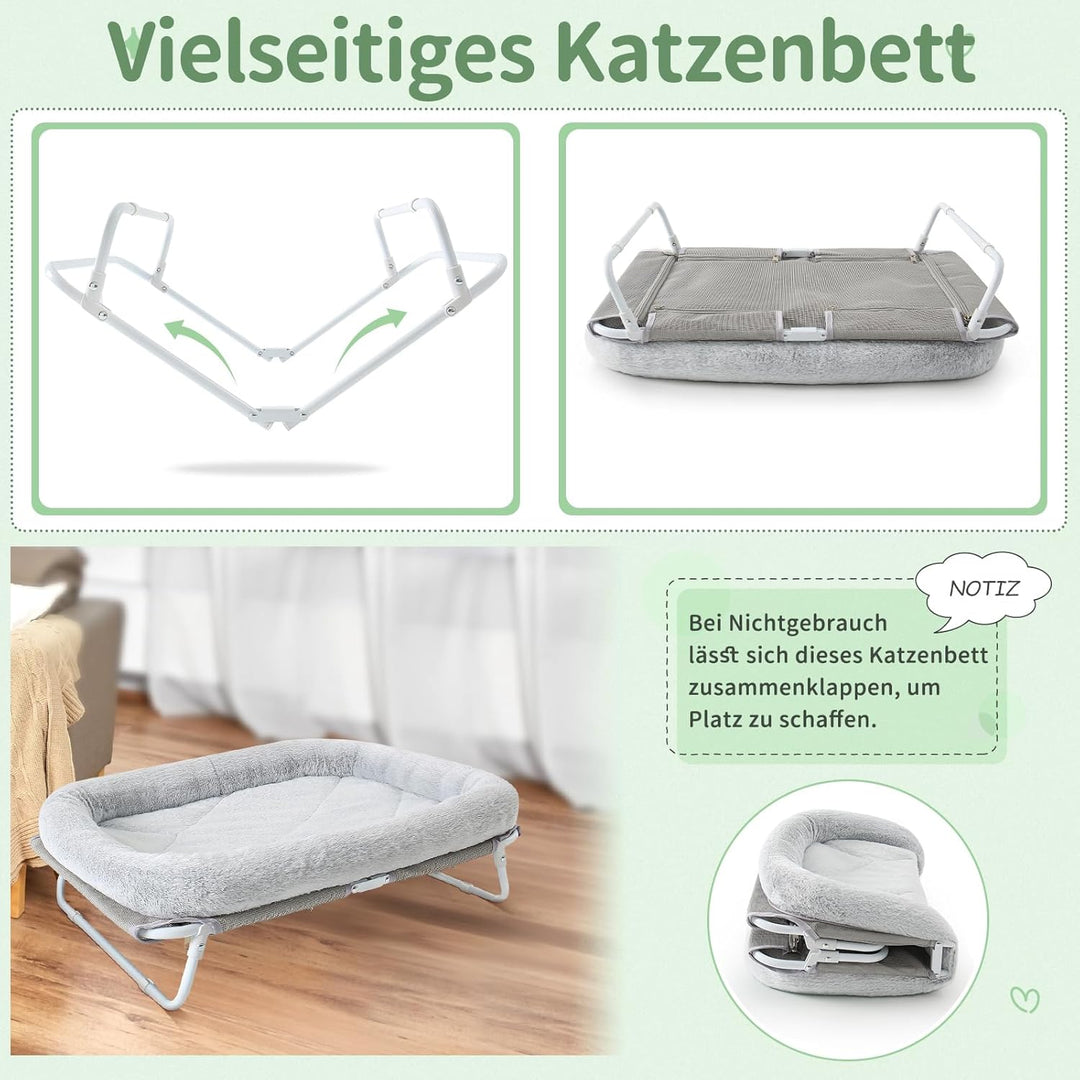 GUUSII HOME Erhöhtes Katzenbett Katzenhängematte Grosse Freistehende Katzen Bett Hundebett für Klein