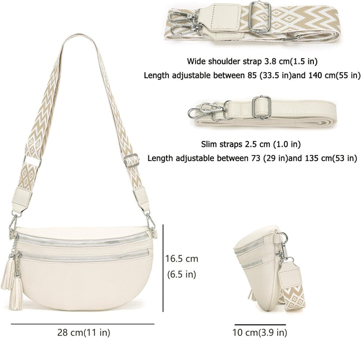 LANXINGLUO Bauchtasche Damen beige umhängetasche Damen mittelgross Crossbody Bag Mit Kreditkartenfac