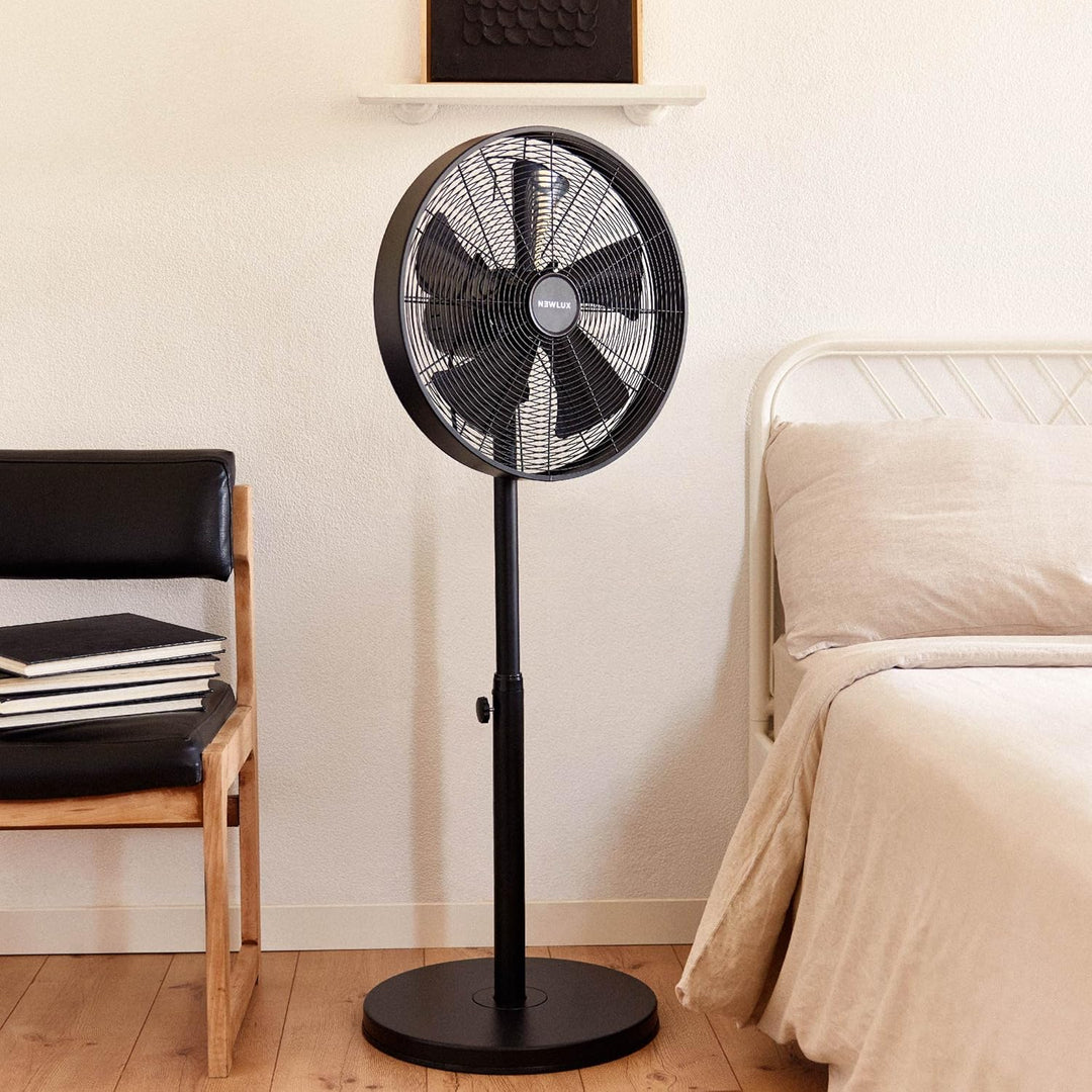 Newlux - Standventilator W1250 Smart mit 5 Flügeln mit Ø 40 cm, 3 Geschwindigkeiten und Kupfermotor,