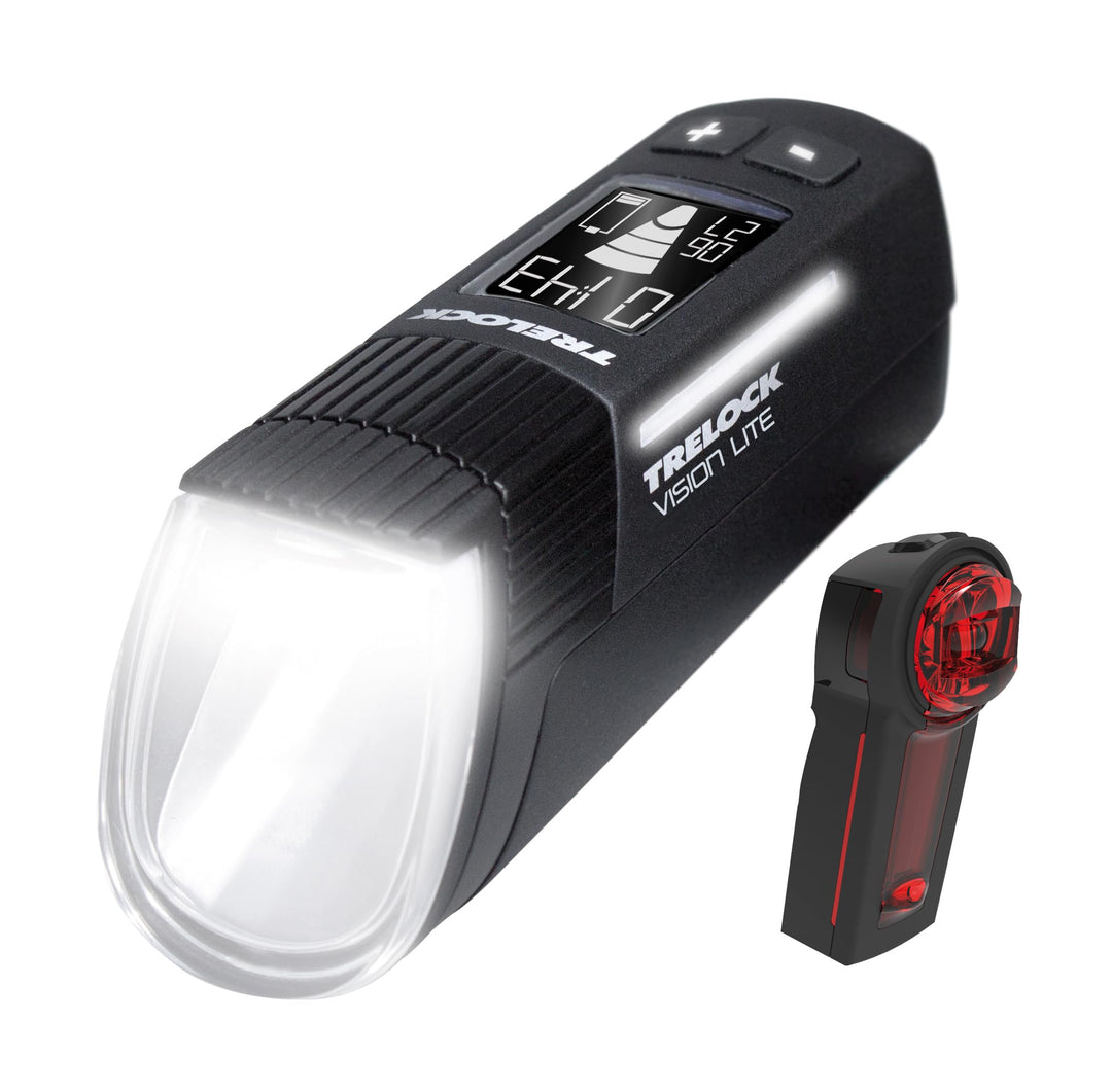 Trelock Unisex – Erwachsene 660 I-go Vison Lite/Ls 740 Vector Akku Beleuchtungsset, Schwarz,