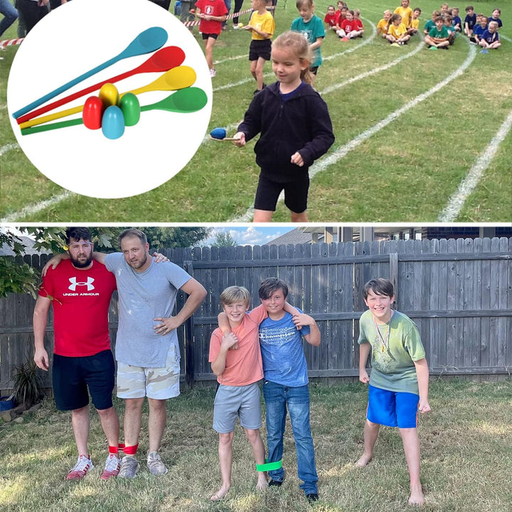 CWLAKON Outdoor Spiele Kindergeburtstag Partyspiele für Kinder Erwachsene, Sackhüpfen Säcke, Eierlau