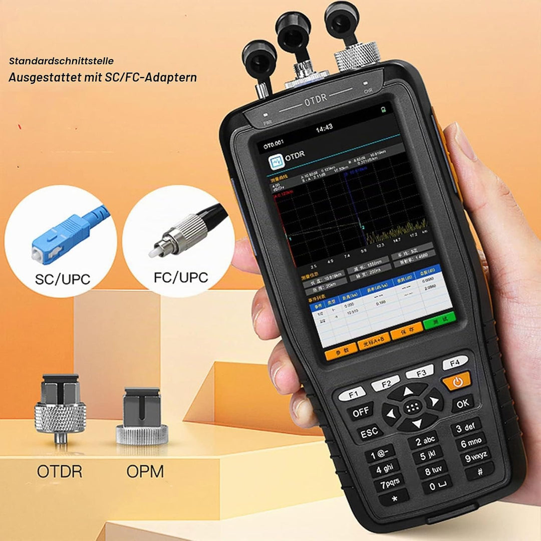 OTDR-Glasfasertester, Optisches 4-in-1-Time-Domain-Reflektometer Visueller Fehlerorter OTDR FTTH-Gla