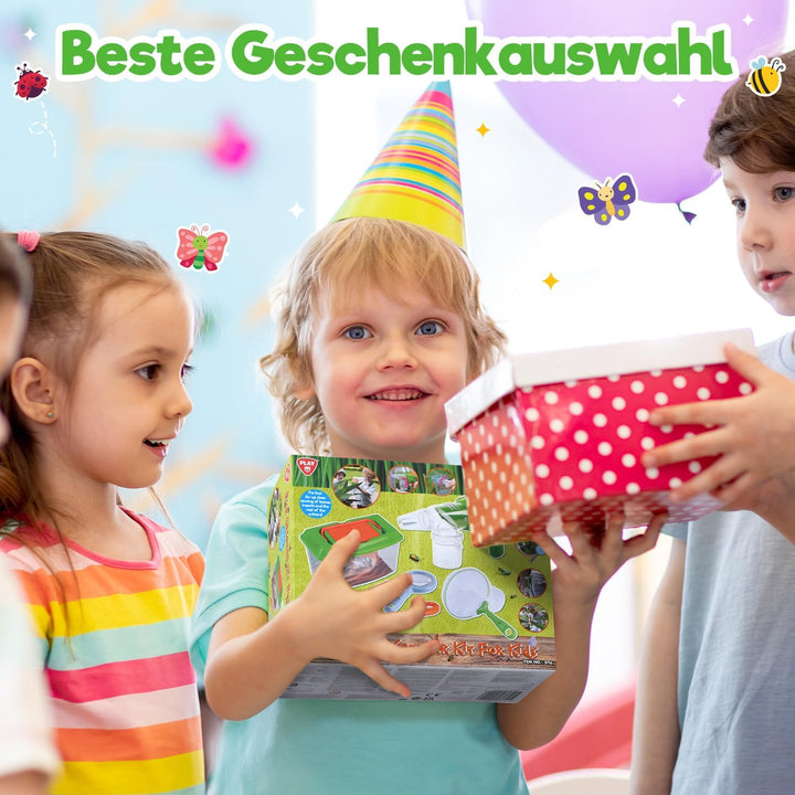 PLAY Forscherset für Kinder, Entdecker Set, Mit Insektenfänger, Insektenbox, Schmetterlingsnetz, Lup