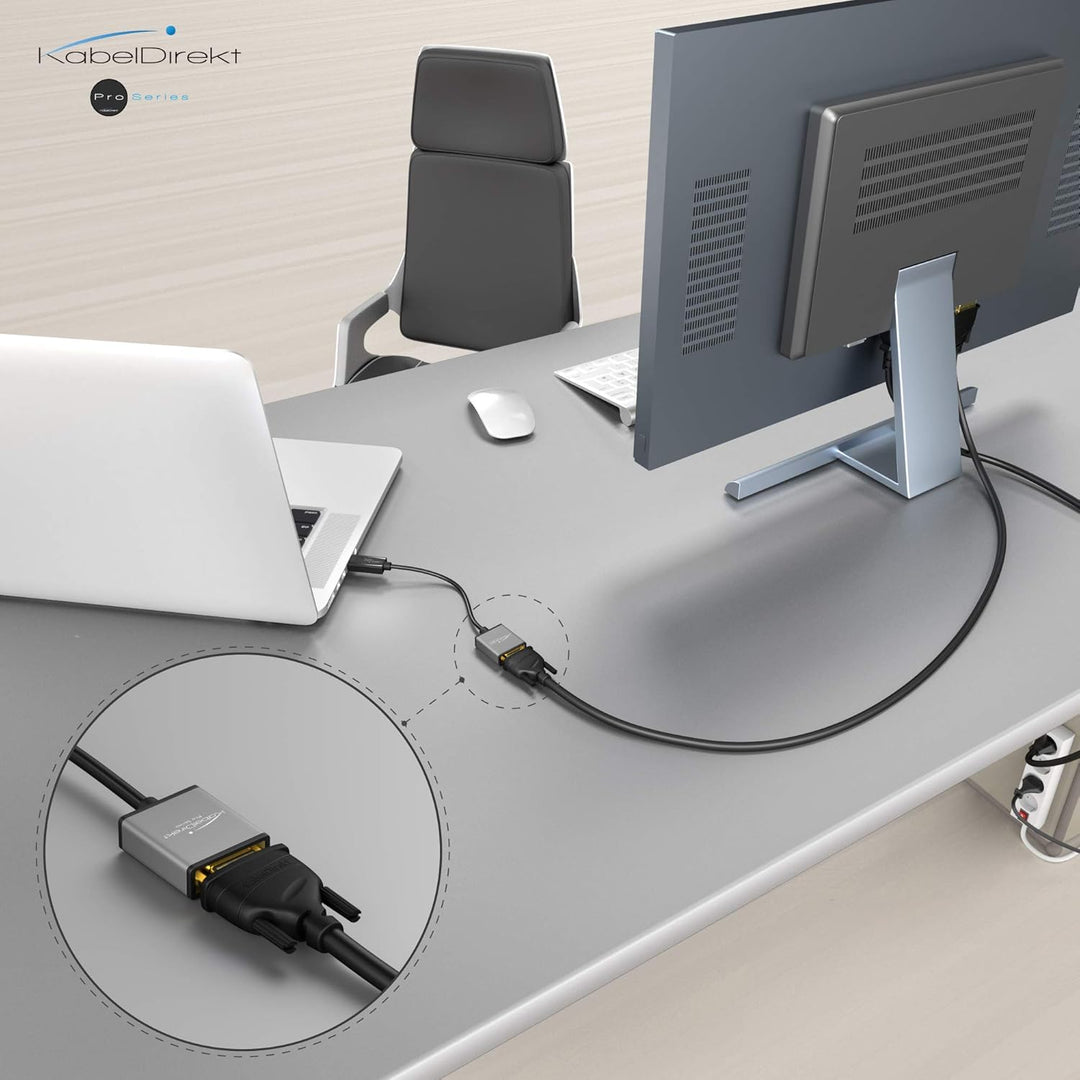 KabelDirekt – DisplayPort DP auf VGA Adapter – 0,15m (maximale Auflösung 1920 x 1200/60Hz, geeignet